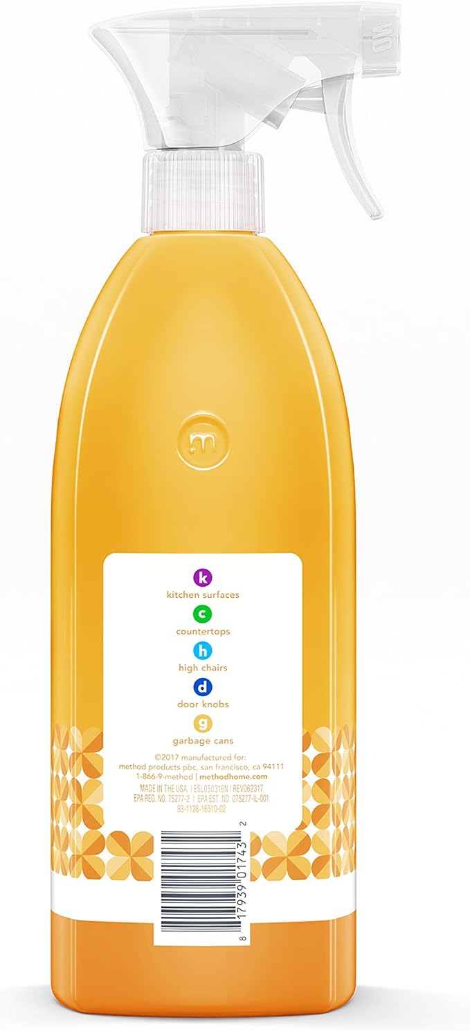 Method Antibacterial All-Purpose Cleaner Spray, Citron, Kills 99.9% of Household Germs, 28 Fl Oz, (Pack of 4)