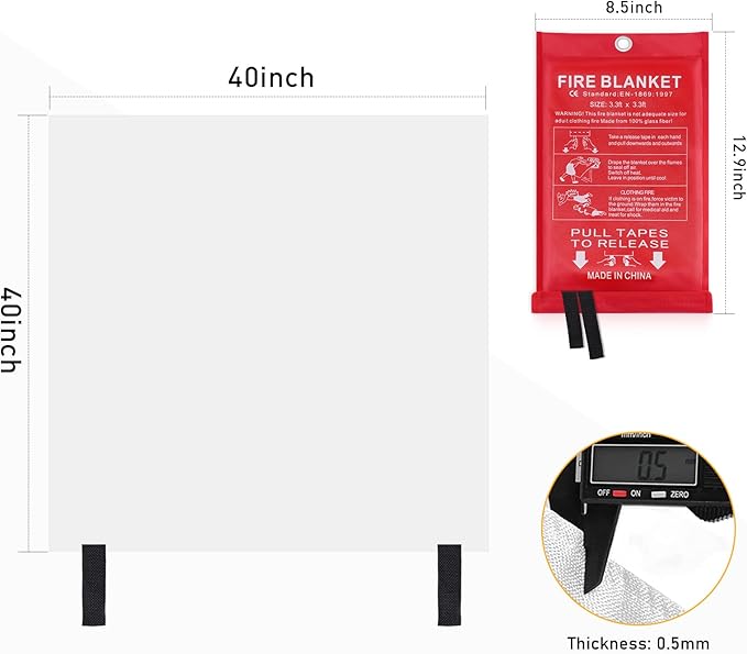 Mondoshop Emergency Fire Blankets for Home Kitchen Emergency Fire Blankets for Camping, Picnic, Fireplace, School, Grill, Car, Office, Warehouse