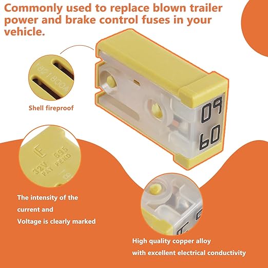 15A 20A 25A 30A 40A 50A 60A 32V Mini Slotted Automotive MCASE Shaped Cartridge Fuse Kit(Pack of 28pcs,4 for Each Model)