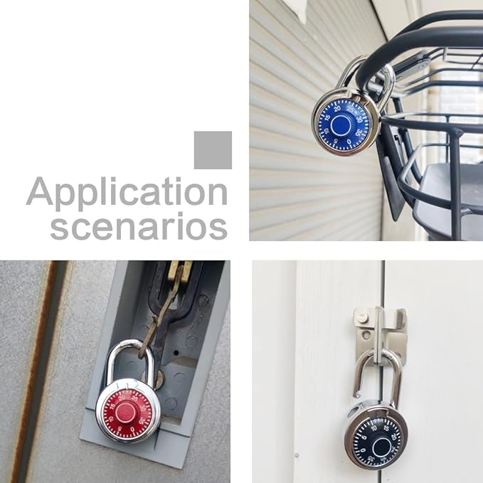 Combination Padlocks with Metal Body, Indoor Use for Gym Lockers & School Locker,Blue, 8-Pack