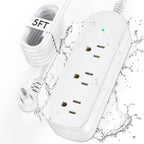 Outdoor Power Strip Weatherproof, IPX6 Waterproof Surge Protector with 3 Wide Outlets, 1625W/13A, 6FT Extension Cord, Wall Mountable for Indoor Outdoor, UL FCC Listed-White