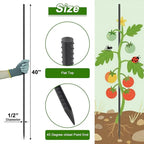 AAGUT 40" Rebar Stakes 20 pcs, Heavy Duty 1/2" Landscpe Timber Spikes Concrete Forming Stakes Straight Metal Garden Plant Stakes Anti Rust Black Coating