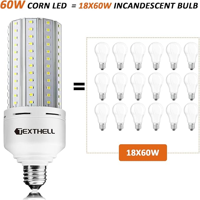 LED Light Bulb 500W Equivalent 7500 Lumen Led Corn Light Bulb,2 Pack 5000K Daylight White E26 LED Bulbs for Large Area Lighting Wide Application for Warehouse