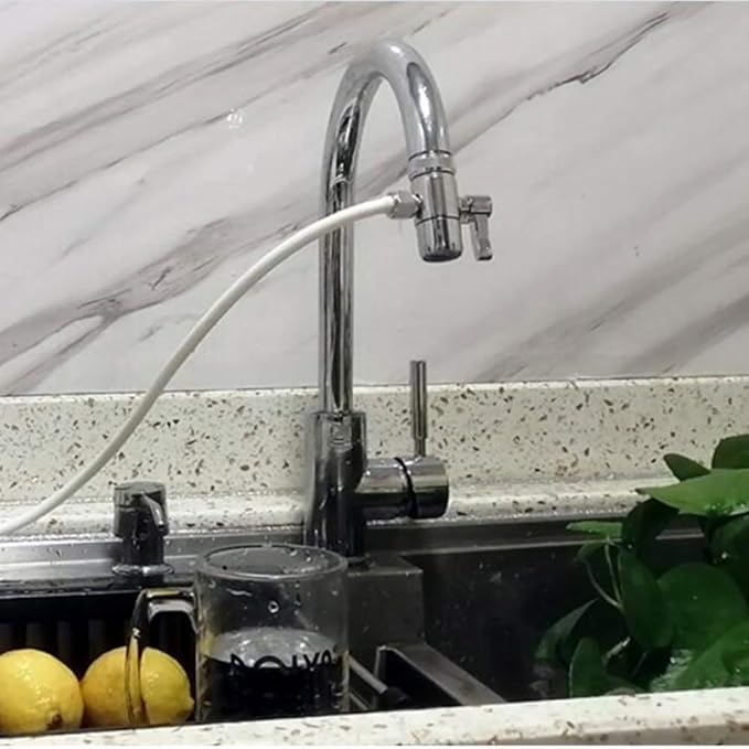 Kitchen Faucet Diverter Valve with Aerator 22mm Thread,Sink Faucet Filter Diverter Valve,Faucet Adapter Faucet Splitter Diverter Valve Water Diversion,Countertop water Filter(1/4" OD Tubing Outlet)