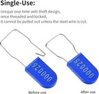 100PCS Plastic Padlock Security Seals Metal Wire Padlocks Electric Meter Lockout Tags Disposable Anti-Tamper Lock Numbered Anti Tamper Tags Blue