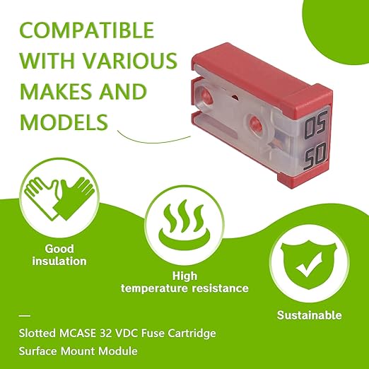 50A 32V Mini Slotted Automotive MCASE Shaped Cartridge Fuse Kit(Pack of 6pcs,50A)