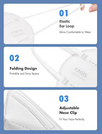 HUHETA KN95 Face Masks, 30 Packs Individually Wrapped, 5-Ply Breathable & Comfortable Safety Mask, Filter Efficiency=95%, Protective Cup Dust Masks Against PM2.5 (White Mask)