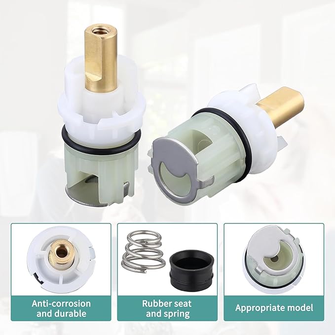 2 pack RP25513 Faucet Stem Replacement for Delta two handle Faucet Repair Kit Includes RP24096 Cartridge RP4993 Seat and Spring RP24097 Turn stop1/4