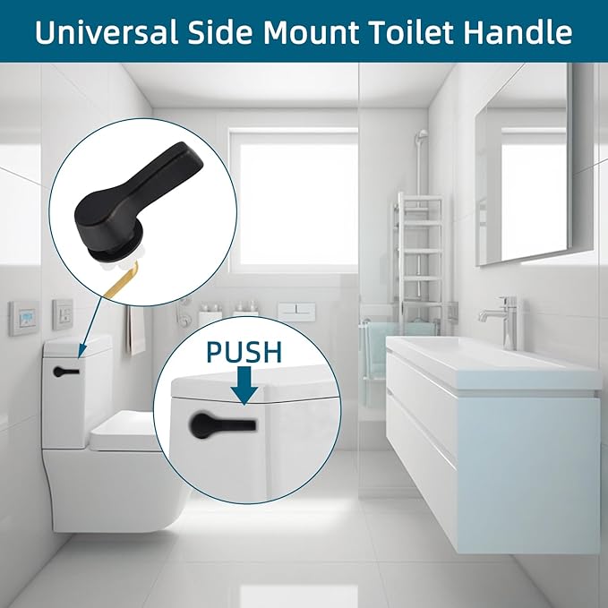 Hygie Rinse Metal Toilet Handle Lever Flush Replacement, 2PCS Universal Side Mount Toilet Handle with Stainless Steel Flapper Chains, Toilet Repair Kit, Oil Rubbed Bronze