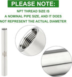 TAISHER 2PCS Stainless Steel Pipe Fittings, 1/2" NPT Female x 1/2" NPT Female Threaded, 12" Length Thickened Nipple Cast Pipe