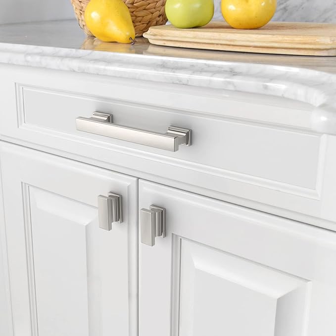 Asidrama 20 Pack 3.75 Inch(96mm) Brushed Satin Nickel Kitchen Cabinet Handles, Cabinet Pulls Kitchen Cabinet Hardware for Cupboard Drawer Pulls