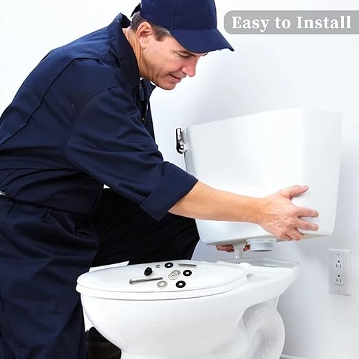 Universal Toilet Tank to Bowl Bolts Kit, Heavy Duty Toilet Bolts, Waterproof Stainless and Rubber Washers Gaskets with Extra Long Nut Screw for Fastening (Silver) (2, Long)