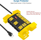 Heavy Duty Power Strip with USB, Workshop 8 Outlet Surge Protector 2700 Joules, Industrial Metal 15Amp Power Strip, 15 FT Extension Cord and Wide Spaced Black.