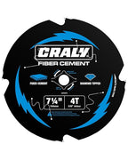 CRALY 7-1/4 Inch 4 Teeth Hardie Fiber Cement Circular Saw Blade, 5/8 Inch Arbor, Polycrystalline Diamond Tipped (PCD), Thin Kerf, Black Ice™ Coating, for Laminate Flooring(C0704FC)