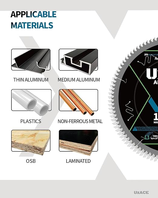 10-Inch 80-Tooth Circular Saw Blade, 5/8-Inch Arbor, Aluminum, Non-Ferrous Metal Cutting Blade, Carbide Tip, Thin Kerf, for Medium Aluminum, Plastic, Composite
