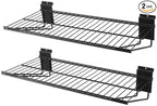 Slatwall Shelves, 24" x 11.4" Heavy Duty Metal Tool Storage Slat Wall Accessories Shelf Mesh Storage Rack for Garage, Workshop, Basement and Kitchen, Max Load 50 lbs (Black,2 Pack)