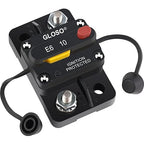 GLOSO Circuit Breaker 10 Amp E69 for Marine Truck Boat RV Automotive Mid Range Mini T3 Manual Reset Switchable Compact Medium IP66 (10 A)