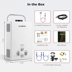 Tankless Water Heater, Camplux 1.58 GPM Propane Portable Water Heater With Pump Kit, White