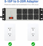 CCCEI Heavy Duty Power Strip Surge Protector 20 AMP, 8 Outlets 12 Gauge Industrial Shop Garage Metal Multiple Outlets, 10 FT Extension Cord 5-15P Adapter High Amp 6-20R T-Slot 20a for Appliance