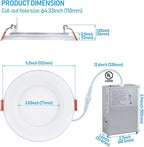 TORCHSTAR 12-Pack 4 Inch 5CCT LED Recessed Lighting with Night Light, Anti-Glare Baffle Trim, 2700K3000K3500K4000K5000K, High CRI90, 9W Dimmable Ultra-Thin Canless Wafer Downlight, ETL