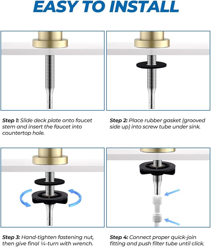WEWE Drinking Water Faucet, Lead-Free Kitchen Water Filter Faucet for Reverse Osmosis or Water Filtration System, RO Faucet, Gold