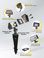 COLOER Brass Small Rectangular Flood Lights Outdoor 12-Pack Without Bulb, 12V Low Voltage Landscape Outside Lights for House Illuminating Signs, Walls and Plant Material