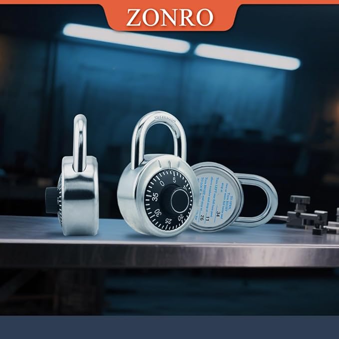 ZonRo Locks Combination Padlock, Fixed Dial Combination Padlock 48 Pack,3 Digit Code Standard Dial Combination, 2 in Wide. 3 in Height, Black Turntable, Lock for Gym & Locker, School, Toolbox