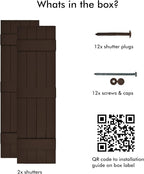 Board & Batten Vinyl Shutters (1 Pair) | 14.5"x67" (4-Board) - Coffee Bean | Exterior Window Shutters | Includes Mounting Hardware | Simple Installation | Made in USA