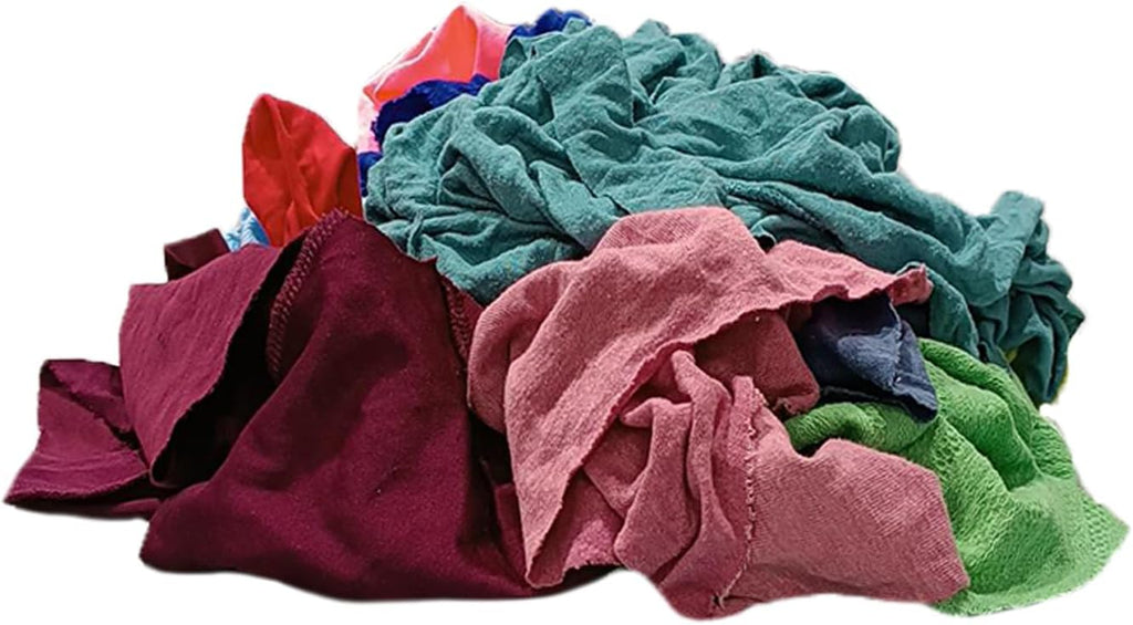 Color T-Shirt Rags (2 lbs. Bag - Pack of 12) - Shop Bulk T-Shirt Cotton Cloth Rag in a Bag, Wipes for House, Mechanic, Auto, Garage, Paint, Window, & Utility