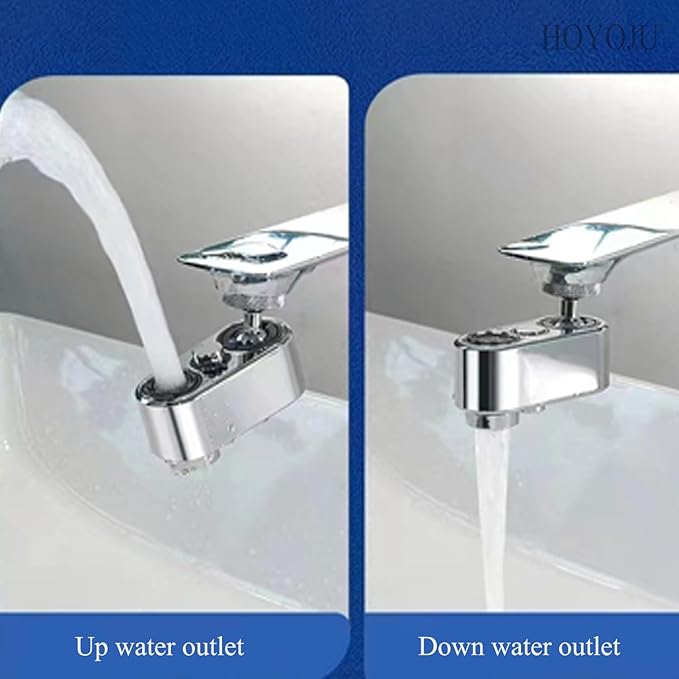 Splash Protector 1080°Universal Rotation Female Faucet Aerator with Up and Down Water Outlet for Dual-function,Universal Bathroom Rotatable Tap Nozzle Kitchen Sink Aerator Chrome Finished