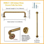 Goo-Ki 6 Pack Antique Brass Cabinet Pulls Zinc Alloy Hardware for Drawer Kitchen Cupboard - 5.04" c-c Vintage Bronze Bar Pull Retro Brass Handles