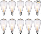ST38 Replacement Bulbs 10-Pack - 7W E12 Candelabra Base Clear Glass Light Bulbs, Vintage Incandescent for Outdoor String Lights, Patio, Garden Decor