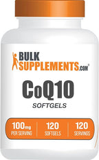 BulkSupplements.com CoQ10 100mg Softgels - Coenzyme Q10 100mg Supplement, Co Q-10 Softgels - Heart Health Support, Gluten Free, 1 Softgel per Serving, 120 Count (Pack of 1)