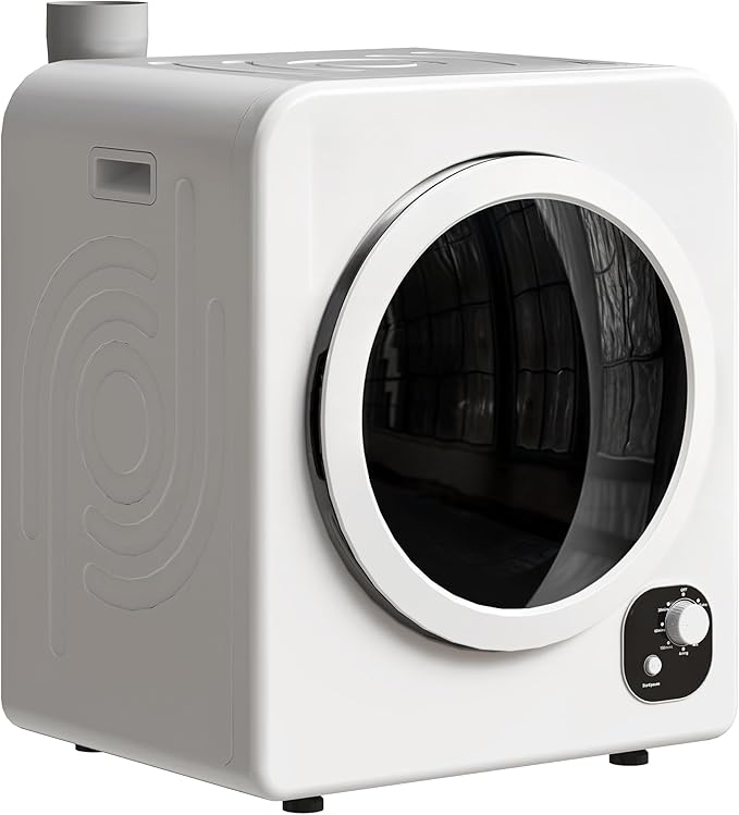 HOMCOM 120V Portable Clothes Dryer, 1300W Compact Front Load Laundry Dryer Machine 3.3 Cu. Ft. with Stainless Steel Tub & 4 Automatic Drying Mode for Apartment, RVs, Dorms, White