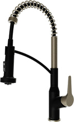 Karran Scottsdale Single-Handle Pull-Down Sprayer Commercial Style Kitchen Faucet in Matte Black/Spot-Free Champagne Bronze