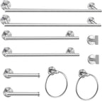 Cilee 10 Piece Brushed Nickel Bathroom Hardware Set, 24 inch Brushed Nickel Towel bar Towel Ring Toilet Paper Holder Robe Towel Hook, SUS304 Stainless Steel Bathroom Accessory Set