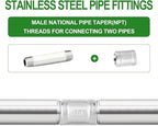TAISHER 2PCS Stainless Steel Pipe Fittings, 3/8" NPT Male x 3/8" NPT Male Threaded, 6" Length Thickened Nipple Cast Pipe
