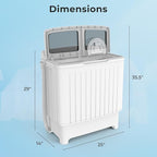 ARLIME Portable Washing Machine, Twin Tub Compact Laundry Washer w/Built-in Gravity Drain, 20 lbs Capacity, 12 lbs Washing & 8 Pound Spinning, Washer & Spinner Combo for Home Apartments Dorms & RVs