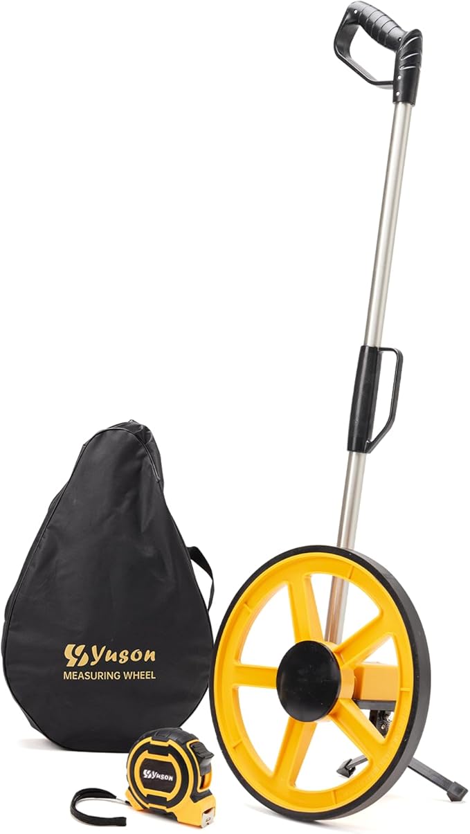 12 Inch Measuring Wheel in Feet with Stronger Triangle Bracket, Rolling Measuring Wheel for Construction, Digital Measure Wheel with Tape Measure and Canvas Carrying Bag, Up to 10000 Ft