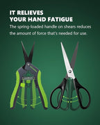 2pcs 6.5" Pruning Shears for Gardening, Ultra Sharp Garden Scissors for Precise Cuts, Stainless Steel Bonsai Clippers with Spring Loaded, 6.5 Inch Garden Shears (1pc Straight & 1pc Curved)