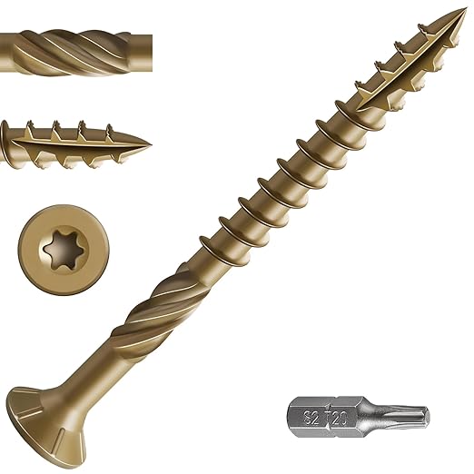 #10 * 2-1/4" Deck Screws, (90pcs) 1 lbs.Exterior Wood Screws, Rust Resistant Epoxy Coated, Bronze, T20 Star Bit