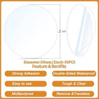 30PCS Heavy Duty Double Sided Adhesive Mounting Circle Tape- Waterproof,Strong Adhesion,Clear, High Strength,No Residue Removability for Hanging,Wall Mounting, Home Decor,Adhesive for Shower