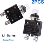 mxuteuk 2Pcs 15Amp Circuit Breakers Push Button Manual Reset 125/250V AC 50V DC, L1 Series Overload Protector Switch Thermal Circuit Breakers with Waterproof Button Caps L1-ls-15A