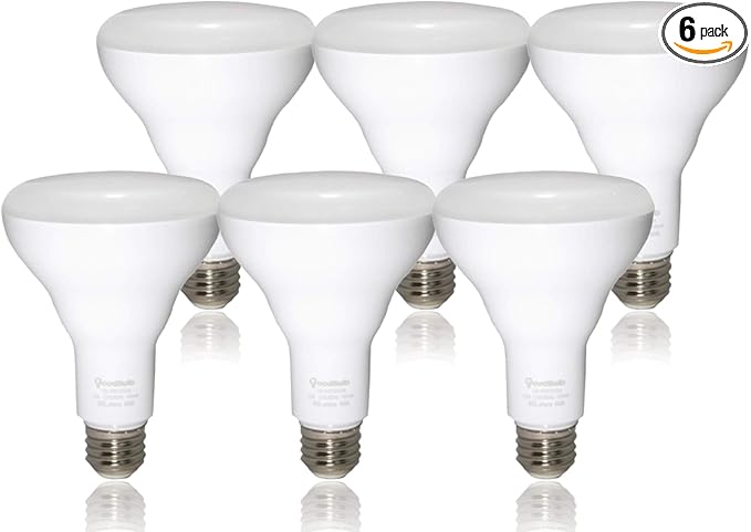 GoodBulb LED BR30 Light Bulbs | 12 Watt (60 Watt Equivalent) | E26 Base | Warm White 3000K | EcoSmart Lights | High Output 800 Lumens | Pack of 6 Bulbs