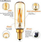 LiteHistory Dimmable T6 led Bulb 40W Candelabra led 2200K Amber 250lm 4W e12 T25 led Bulb 6Pack
