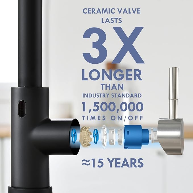 GIMILI Black and Nickel Touchless Kitchen Faucet with Pull Down Sprayer, Motion Sensor Smart Hands-Free Single Handle Kitchen Sink Faucet, Single Hole Kitchen Spring Faucet