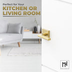 Mega Handles Prime Passage Lever Door Handle for Hallway, Closet and Bathroom, Reversible Design Door Levers, Fits All Standard Door Sizes, Covered Screws Included - Satin Brass (1 Pack) 4.29"