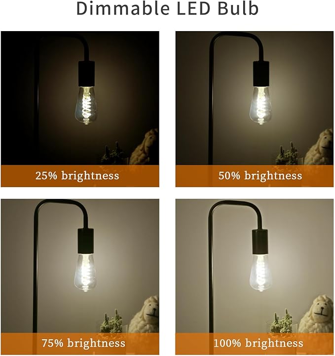 12 PCS Dimmable Vintage LED Edison Bulbs, 6W Equivalent 60 Watt, Natural White 4000K, Antique Flexible Spiral LED Filament Light Bulb, ST58 (ST19), 600 Lumens, E26 Base, Clear Plastic