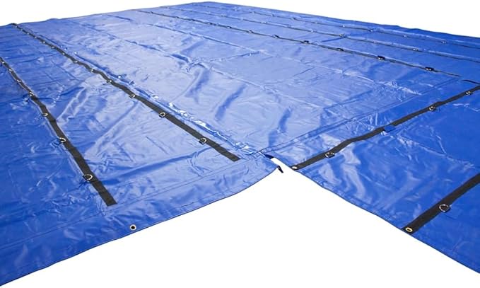 Mytee Products 2 Pack Truck Flatbed Trailer Tarps Combination 18oz/14oz Lumber Tarp 24x27 (8' Drop) - Blue