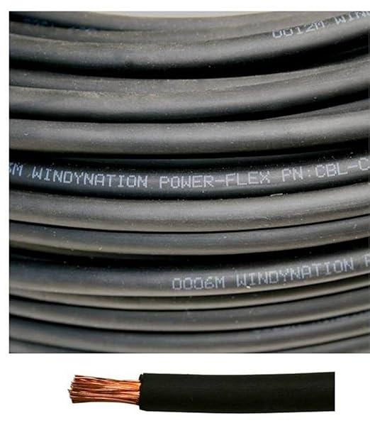 2/0 Gauge 2/0 AWG 50 Feet Black Welding Battery Pure Copper Flexible Cable + 10pcs of 3/8" Tinned Copper Cable Lug Terminal Connectors + 3 Feet Black Heat Shrink Tubing